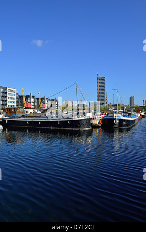 Pappel Dock Marina, Canary Wharf, London E14, Vereinigtes Königreich Stockfoto