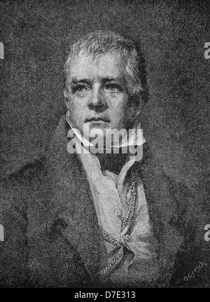 Schottischer Schriftsteller und Dichter Sir Walter Scott wird häufig als der Erfinder des historischen Romans gutgeschrieben. Stockfoto