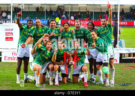 Glasgow, Schottland. 5. Mai 2013. Glasgow, Schottland. 5. April 2013.  während der Glasgow Emirates Airline Glasgow 7 s aus Scotstoun. Cup-Finale in Südafrika 28 V 21 Neuseeland Südafrika Siegesfeiern. Bildnachweis: ALAN OLIVER / Alamy Live News Stockfoto