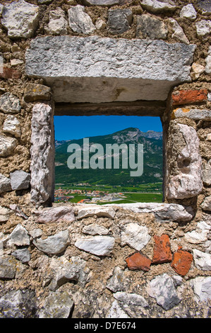 Europa Italien Trentino Alto Adige Besenello Castel Beseno Blick von den Mauern des Schlosses Stockfoto