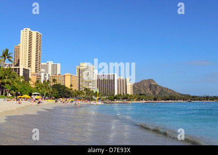 Perfekten Blick auf Waikiki Beach und Diamond Head. Stockfoto