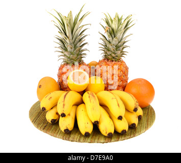Tropischen Früchten isoliert auf weiss Stockfoto
