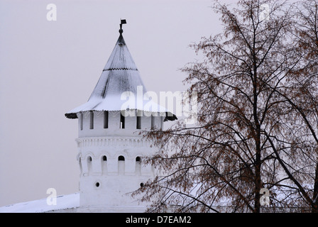 Winter Frost an den Bäumen rund um den alten Kreml in der sibirischen Stadt Tobolsk. Russland Stockfoto