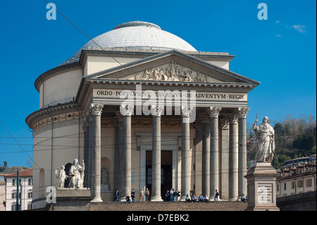 Europa Italien Piemont Turin Piazza della Gran Madre der Kirche Gran Madre di Dio Stockfoto