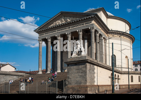 Europa Italien Piemont Turin Piazza della Gran Madre der Kirche Gran Madre di Dio Stockfoto