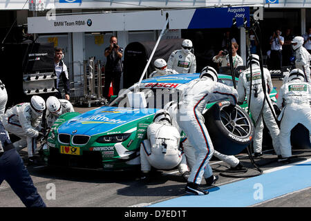 PitStop, 7 Augusto Farfus (BR, BMW Team RBM, BMW M3 DTM), Motorsport / DTM: Deutsche Tourenwagen Meisterschaft 2013 1. Runde in Hockenheim (D) Stockfoto