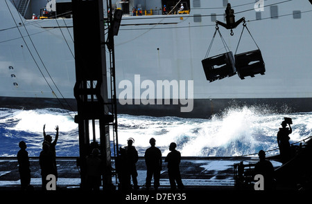 USNS Richard E. Byrd Resuplies USS Nimitz. Stockfoto