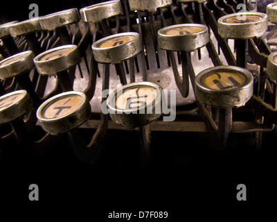 Makrotasten Vintage Schreibmaschine - Retro-Eingabe Tastatur Nahaufnahme Makroaufnahme Stockfoto