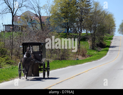 Pennsylvania Dutch Pferd und Buggy zurück Straßen von Lancaster County Pennsylvania, Amish, Quaker, Buggy, Schlitten, Pennsylvania Dutch, Stockfoto