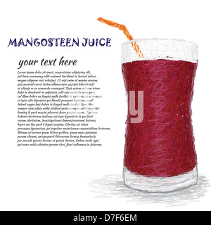 Closeup Abbildung von einem Glas frischen Mangosteensaft Stockfoto