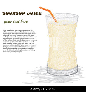 Closeup Illustration ein Glas frischen Soursop Saft. Stockfoto