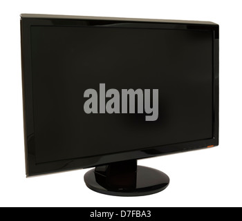 Schwarz 20'' LCD Bildschirm isoliert auf weißem Hintergrund. Stockfoto