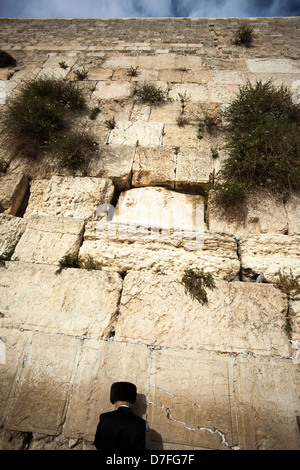 Eine orthodoxe jüdische senior woman gedrückt im Gebet gegen Klagemauer in der Altstadt Jerusalems. DEAR Inspektor: Ja es gibt person Stockfoto