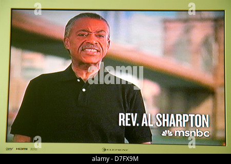 Miami Beach, Florida, Fernseher, Fernseher, Fernseher, Bildschirm, Flachbildschirm, HDTV, Monitor, MSNBC, Reverend Al Sharpton, Schwarze Afrikaner, ethnische Minderheit der Afrikaner, Männer Stockfoto