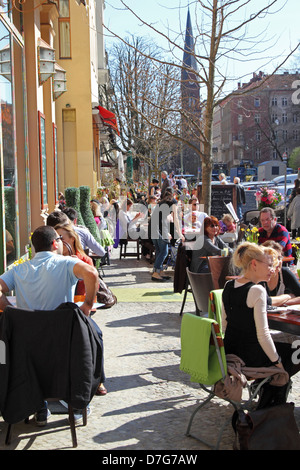 Berlin Prenzlauer Berg Cafe Knaakstr Rykestr Stockfoto