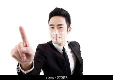 Business-Mann mit seinen Fingern Stockfoto