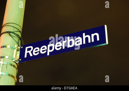 Kietz, St. Pauli, Reeperbahn, Hamburg, Deutschland unterzeichnen für die Reeperbahn-Straße Stockfoto