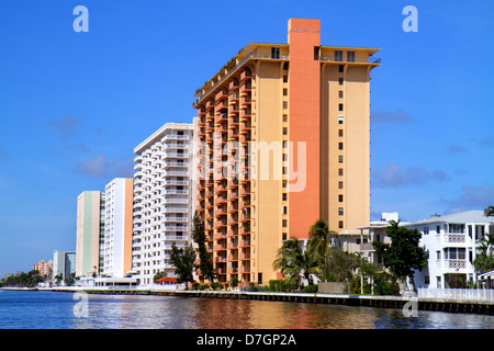 Hollywood Florida, Intracoastal Hochhaus Wolkenkratzer Gebäude Gebäude Eigentumswohnung Wohnapartment Wohnungen Gehäuse, City Skyline, S Stockfoto