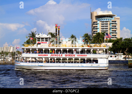 Ft. Fort Lauderdale, Florida, Intracoastal Hyatt Regency Pier 66 Resort, Hotel, Jungle Queen, Replik-Flussboot, Boot, Wasser, FL120929158 Stockfoto