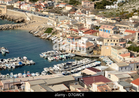 Blick auf den Hafen und das Dorf Les Goudes Marseille oder die Provence Marseille Stockfoto