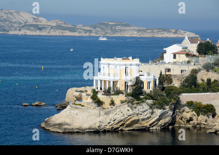 Mediterrane Villa an der Corniche Kennedy Anse de la Fausse Monnaie Malmousque Marseille Frankreich Stockfoto