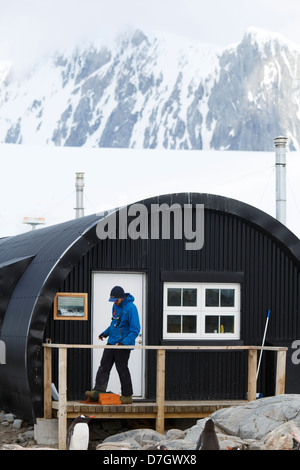 Ehemaligen britischen Stützpunkt ein ist jetzt auf der Goudier-Insel, Antarktis von Antarctic Heritage Trust, Port Lockroy, Lauf. Stockfoto