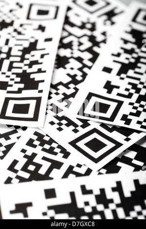 Detail von ein paar qr-Codes auf Papier gedruckt Stockfoto