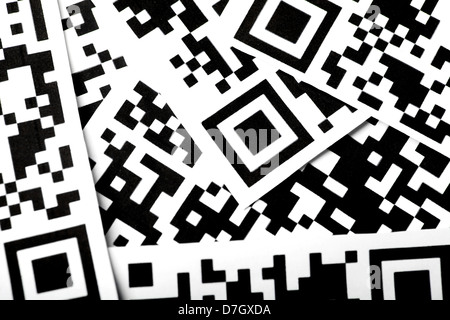 Detail von ein paar qr-Codes auf Papier gedruckt Stockfoto