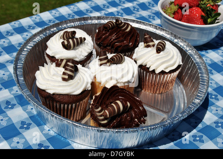 Gourmet-Picknick Cupcakes Stockfoto