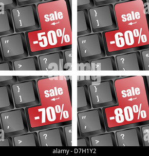 Einkaufen online, rote Schlüssel Verkauf eingestellt auf Taste auf der Tastatur Stockfoto