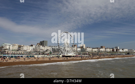STRAND VON BRIGHTON, SUSSEX, ENGLAND, UK. Brighton-Rad, ein Riesenrad, gebaut auf Brighton Seafront auf Madeira Drive Stockfoto