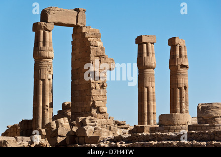 Spalten des Pharao Amenophis III' Soleb Tempel, Nord-Sudan Stockfoto