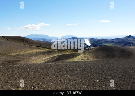 Geo-thermische Kraftwerk, Krafla Myvatn Island Stockfoto