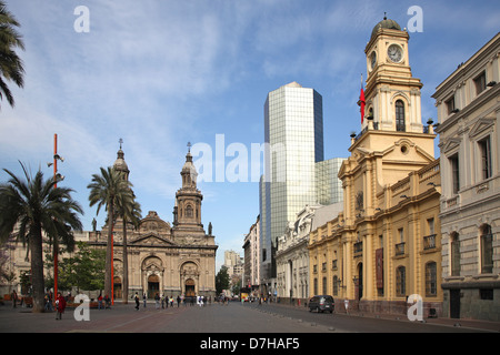 Santiago de Chile Plaza de Armas Kathedrale Palacio De La Real Audieca Stockfoto