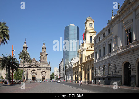 Santiago de Chile Plaza de Armas Kathedrale Palacio De La Real Audieca Rathaus Stockfoto