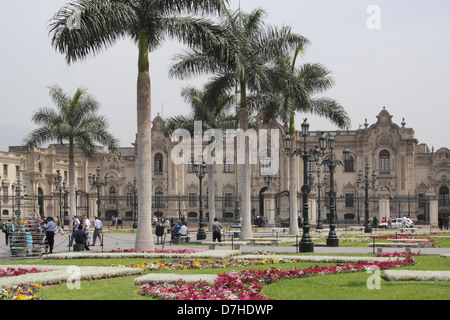 Peru Lima Plaza Mayor und Plaza de Armas Palacio de Gobierno Regierungspalast Stockfoto