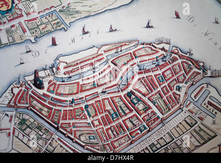 alte Karten von Dordrecht, Niederlande Stockfoto