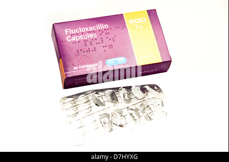 Flucloxacillin "Kapseln" Penicillin - Penicillinase-resistente Penicilline Antibiotika zur Behandlung von einer Reihe von Bedingungen Stockfoto