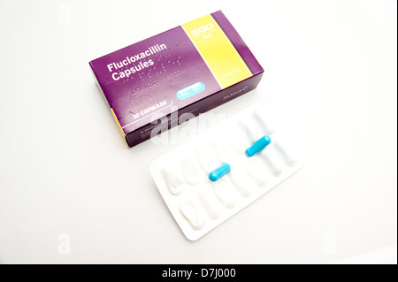 Flucloxacillin "Kapseln" Penicillin - Penicillinase-resistente Penicilline Antibiotika zur Behandlung von einer Reihe von Bedingungen Stockfoto