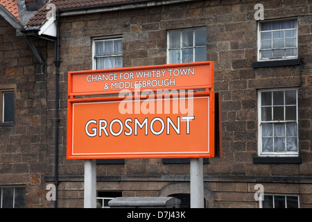 Grosmont Railway Station Zeichen North York Moors Railway England UK Stockfoto