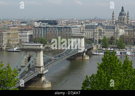 Die Kettenbrücke, Szenchenyi Brücke über die Donau, Budapest Stockfoto