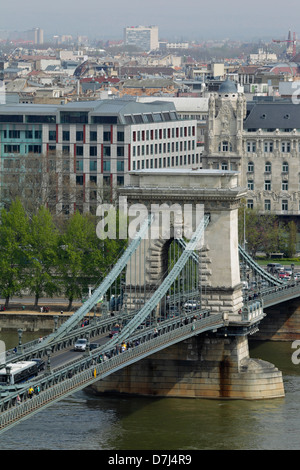 Die Kettenbrücke, Szenchenyi Brücke über die Donau, Budapest Stockfoto