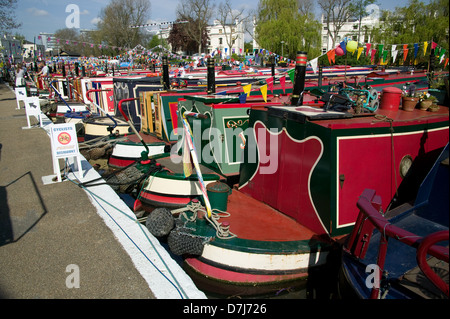 Haus Kanalboote Lastkahn Little Venice Grand Union Canal London Stockfoto