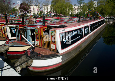 Haus Kanalboote Lastkahn Little Venice Grand Union Canal London Stockfoto