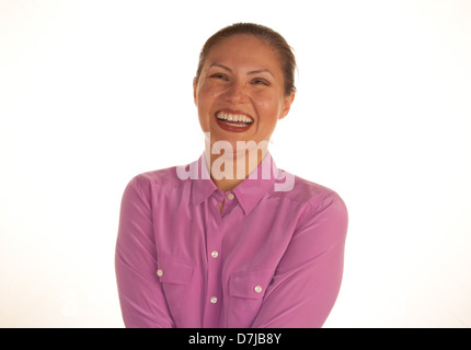 Porträt der 40 Jahre alte Frau lächelnd. Stockfoto