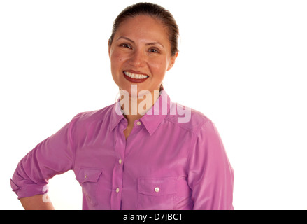 Porträt der 40 Jahre alte Frau lächelnd. Stockfoto