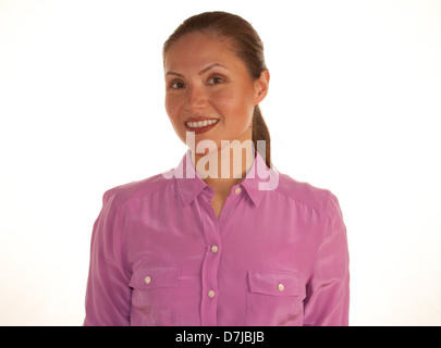 Porträt der 40 Jahre alte Frau lächelnd. Stockfoto