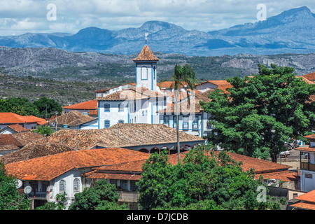 Blick über Diamantina und Nossa Senhora Do Amparo Kirche Diamantina, Minas Gerais, Brasilien Stockfoto