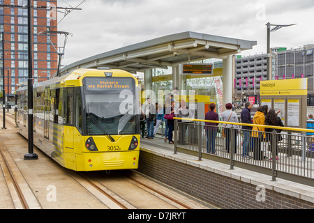 Manchester Metrolink Station MediaCity in Salford Quays, Manchester, England. Stockfoto