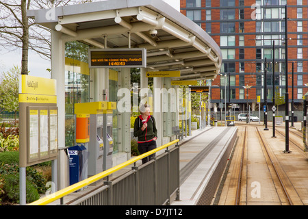 Manchester Metrolink Station MediaCity in Salford Quays, Manchester, England. Stockfoto